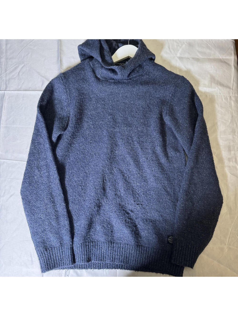 Shine Original Knit Hoodie Sweater Blue Men’s Medium Wool Blend